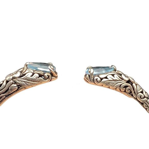 Annika Witt Vintage ATI ID Sterling Silver Blue Topaz Hinged Cuff Bracel… - Picture 11 of 13